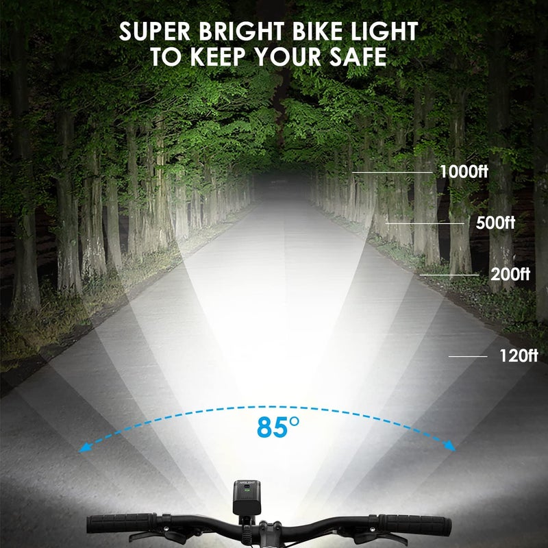 KASLIGHT Bike Lights,Bike Light for Night Riding,10000Lumen LED Bike Headlight,Rechargeable Bike Headlight,Bright Bike Lights Front and Back with High Beam&Low Beam Light,Free Taillights - Image 4